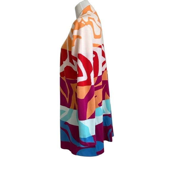 Soft Surroundings Color Burst Bold Floral Longline Open Front Cardigan Sz Medium - Picture 5 of 9